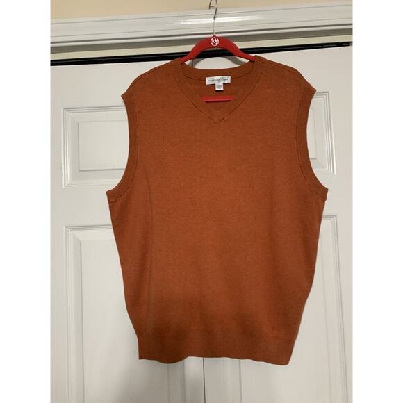 Cypress Links Sweater Vest Mens Large Burnt Orange Cotton Classic Preppy Golf - Picture 1 of 6